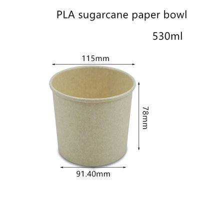 Conteneur à emporter de papier de bol de soupe à canne à sucre compostable de PLA
