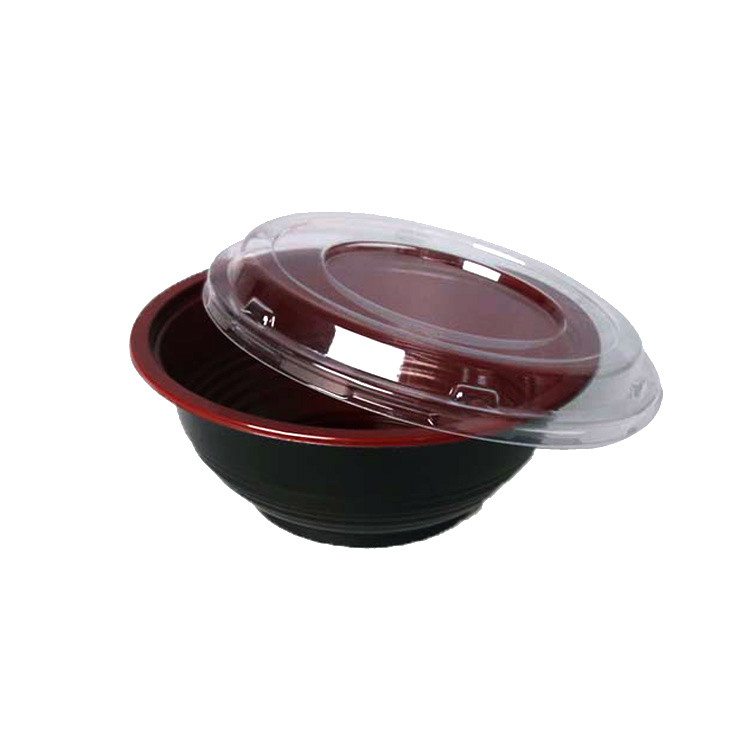 Bol en plastique jetable de nouille de conteneur rouge et noir de soupe de nouilles
