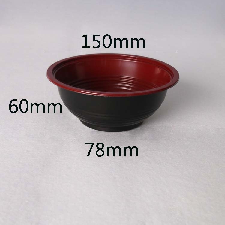 Bol en plastique jetable de nouille de conteneur rouge et noir de soupe de nouilles