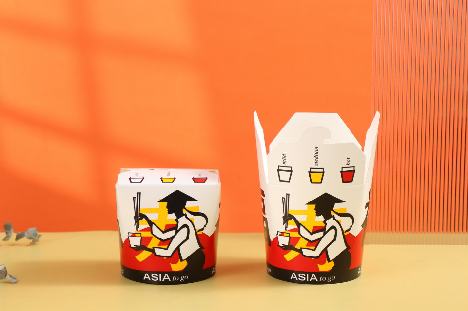 Disposable 1000ml Food Packaging Takeaway Round Bottom Noodle Paper Take Away Box