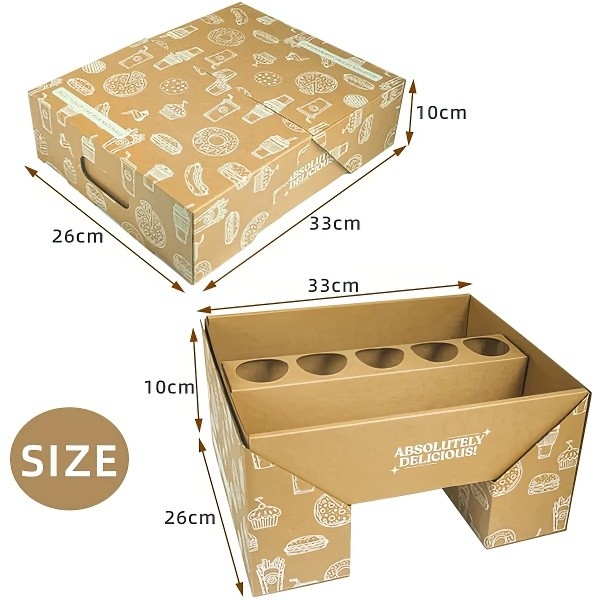 Boîte à nourriture jetable en papier kraft, boîte de pique-nique ; boîte à emporter pour le restaurant, boîte à fast-food