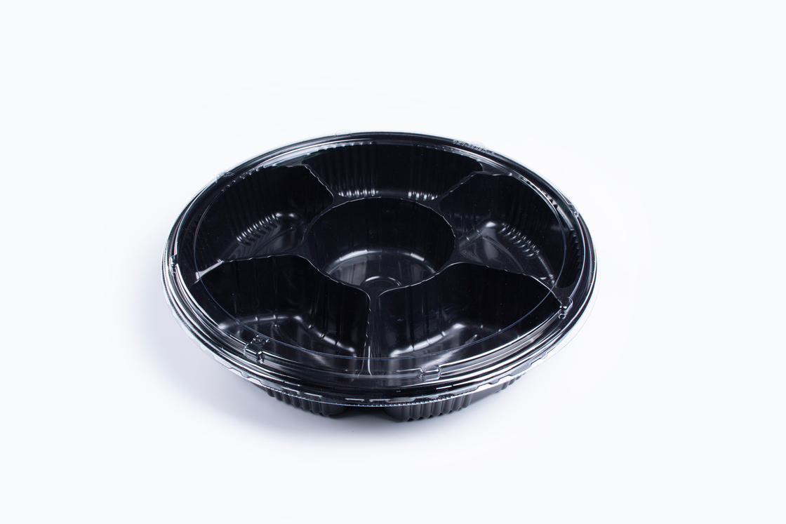 Emballages alimentaires à usage unique, ronds, plateaux en plastique pour le sushi avec couvercle