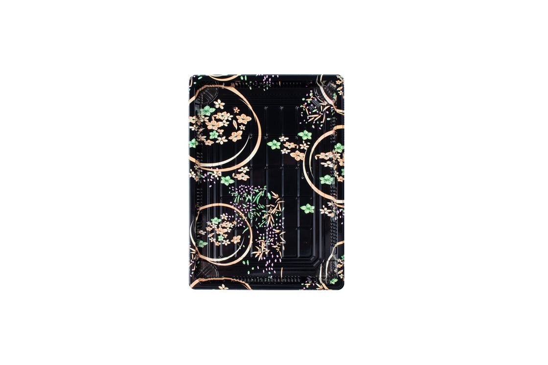 Emballage personnalisé rectangulaire japonais jetable à emporter Plateau de restauration rapide Conteneur en plastique Emballage Boîte à sushi Plateau avec couvercle