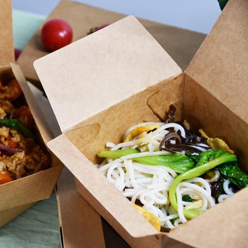 Boîte à déjeuner en carton pour emballage alimentaire en kraft avec logo personnalisé, à emporter, avec compartiments