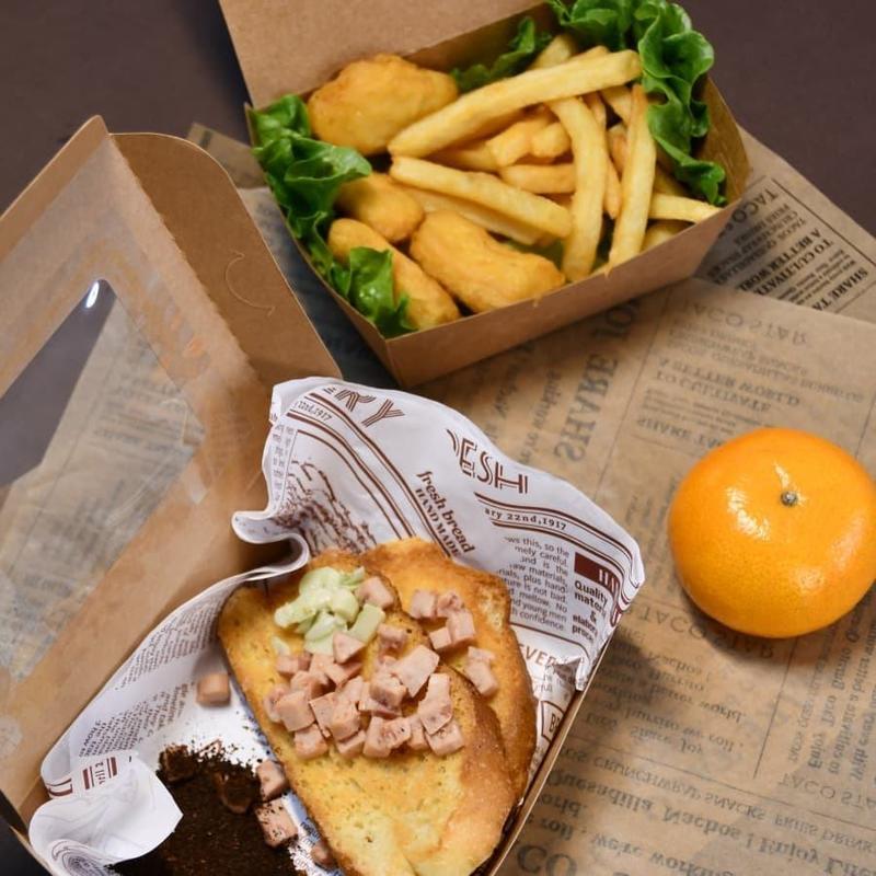 Boîte à déjeuner en carton pour emballage alimentaire en kraft avec logo personnalisé, à emporter, avec compartiments