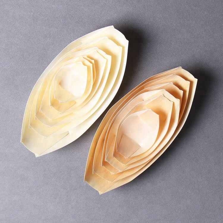 Plateaux en bois jetables de cuisine de la couleur 24.5*11.5cm de nature