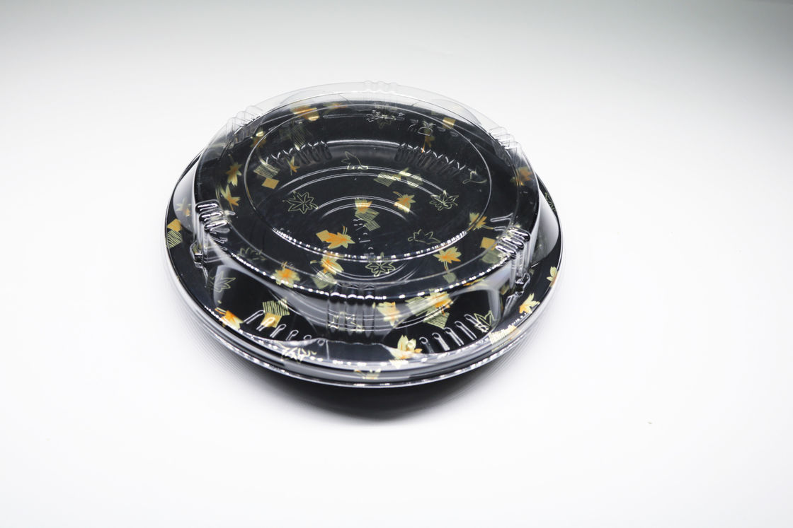 La boîte en plastique jetable de plateau, plateau rond de sushi, emportent le plateau de nourriture