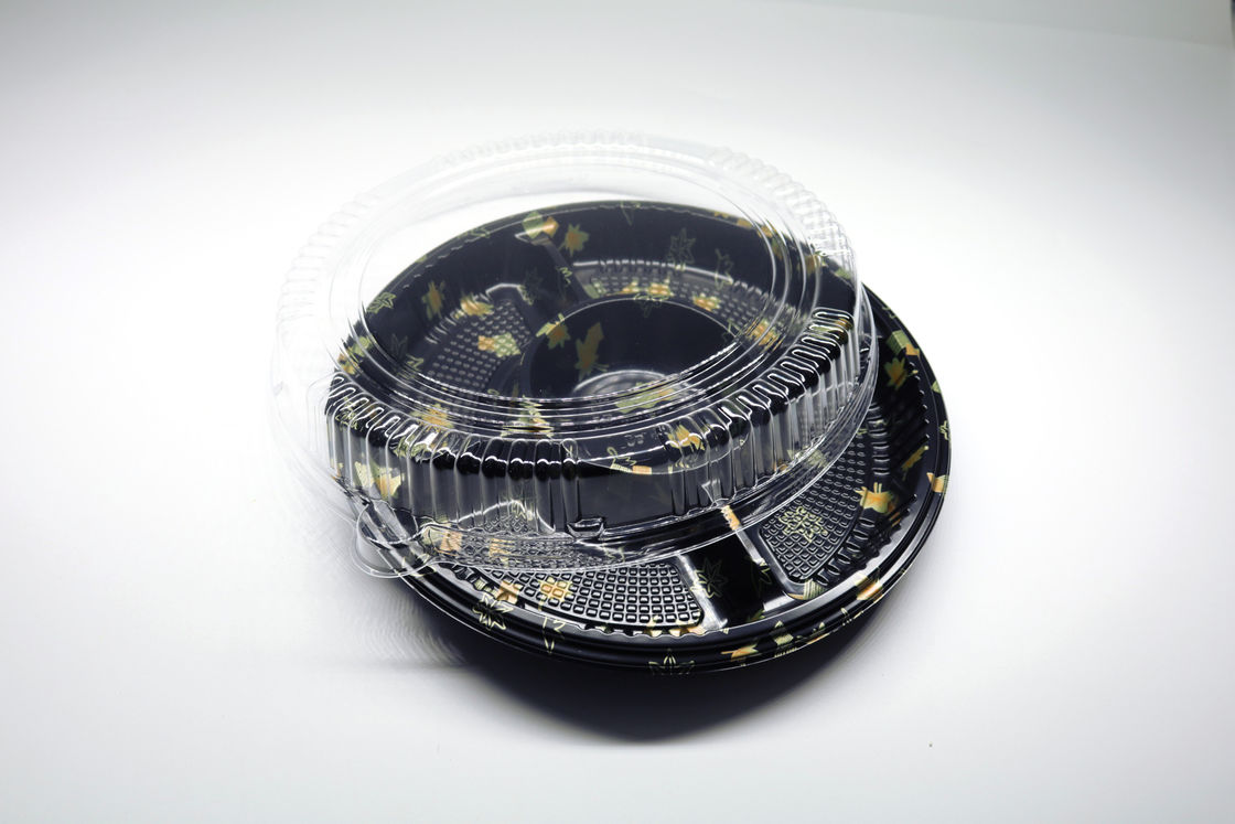 La boîte en plastique jetable de plateau, plateau rond de sushi, emportent le plateau de nourriture