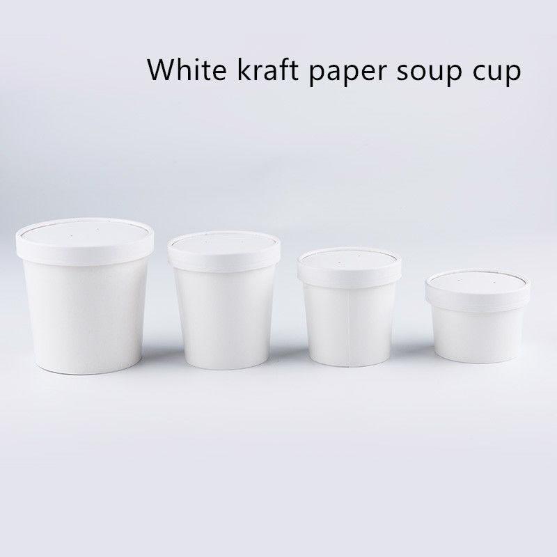 conteneurs à emporter blancs d'Eco de papier de 12oz 16oz 320gsm emballage