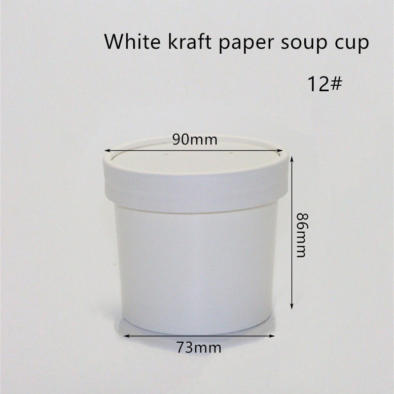 conteneurs à emporter blancs d'Eco de papier de 12oz 16oz 320gsm emballage