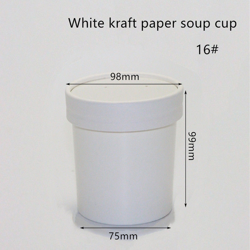 conteneurs à emporter blancs d'Eco de papier de 12oz 16oz 320gsm emballage