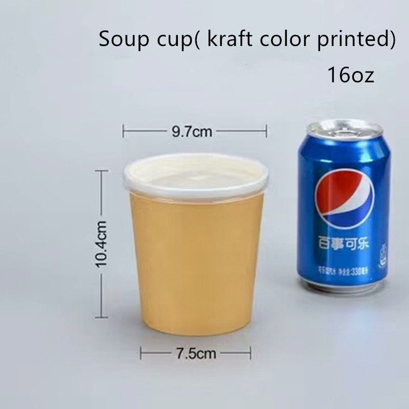Tasses résistantes de crème glacée de Brown Papier d'emballage d'humidité avec les couvercles transparents