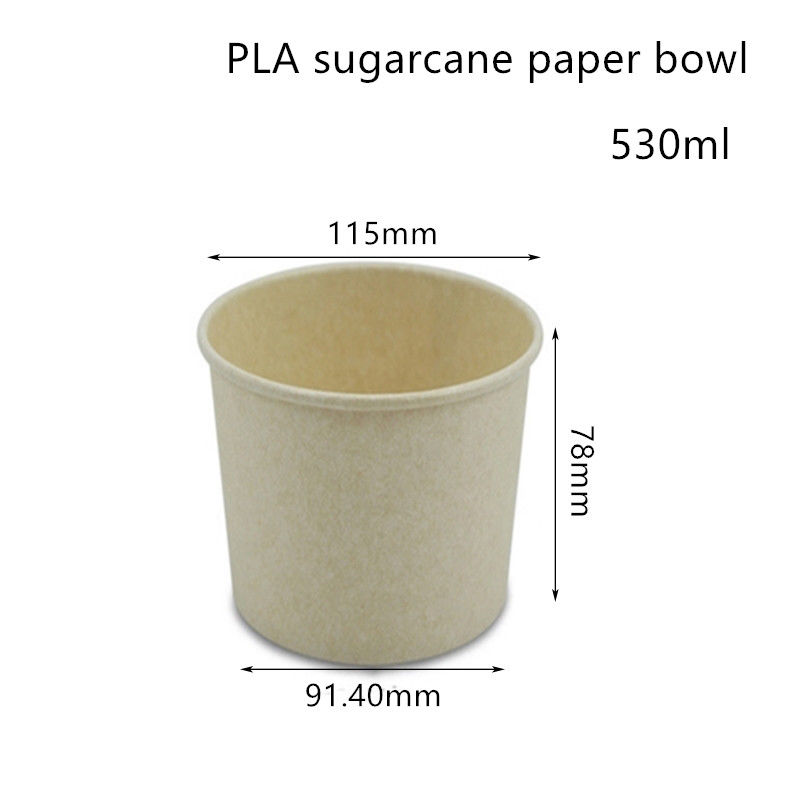 Conteneur à emporter de papier de bol de soupe à canne à sucre compostable de PLA