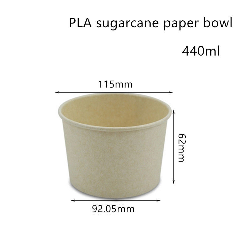 Conteneur à emporter de papier de bol de soupe à canne à sucre compostable de PLA