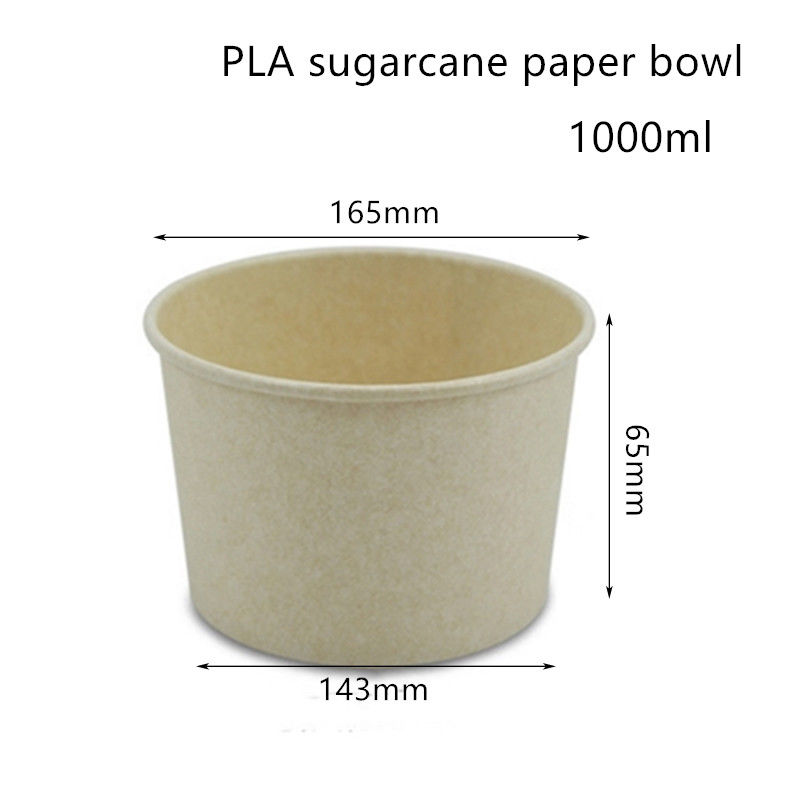 Conteneur à emporter de papier de bol de soupe à canne à sucre compostable de PLA