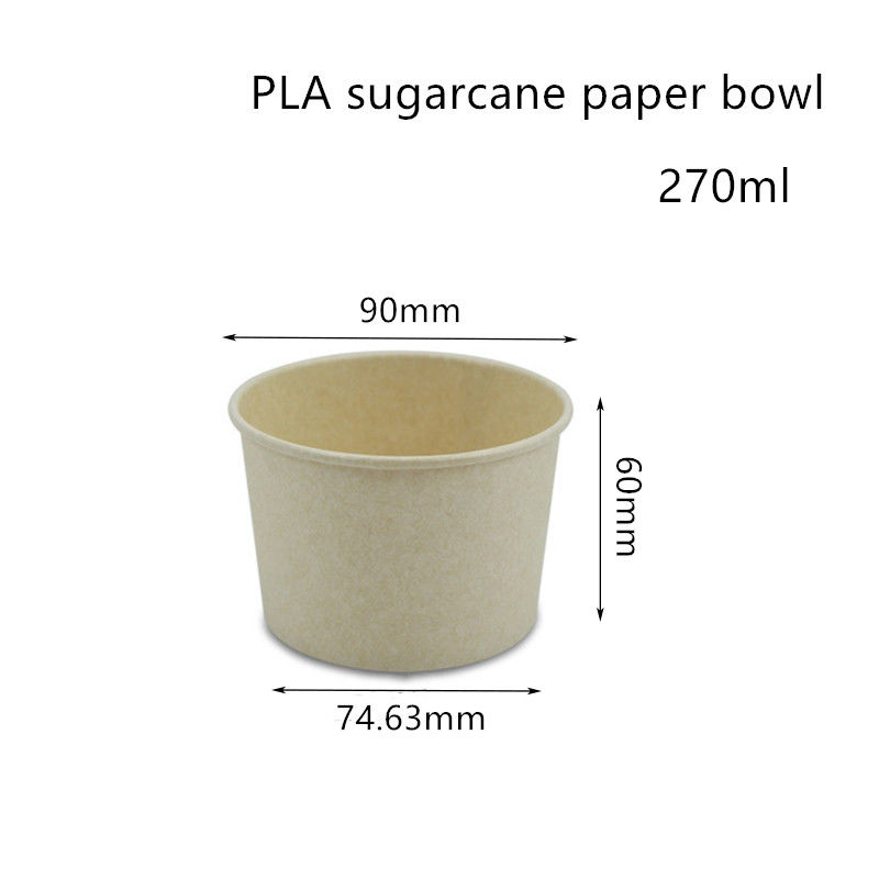 Conteneur à emporter de papier de bol de soupe à canne à sucre compostable de PLA
