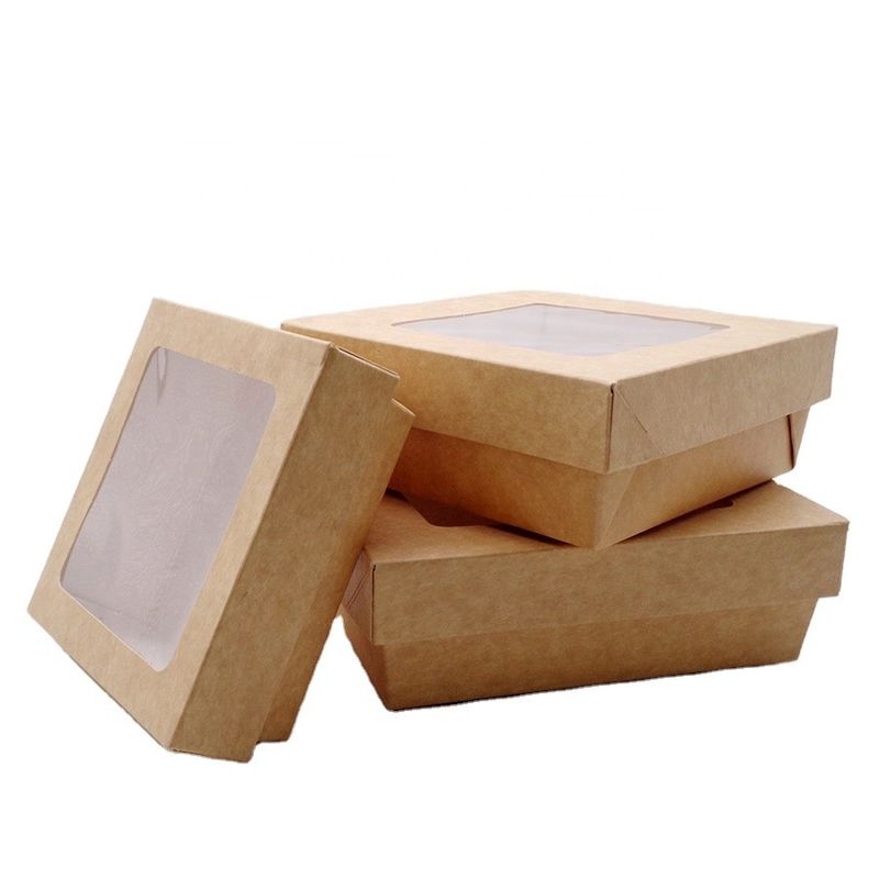Boîte rapide à emporter d'emballage alimentaire de Papier d'emballage avec la fenêtre claire