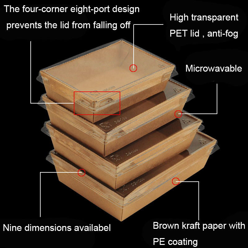 Gamelle à emporter jetable de Brown Papier d'emballage avec le couvercle d'ANIMAL FAMILIER
