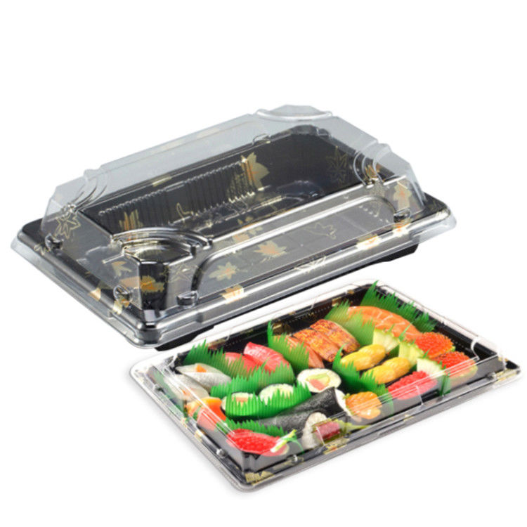 Conteneurs à emporter de sushi en plastique recyclables avec le couvercle clair