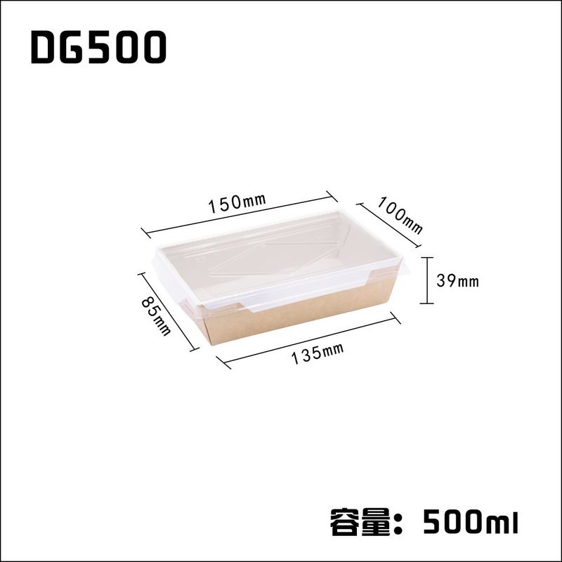 Conteneurs à emporter jetables de papier de métier avec la couverture en plastique transparente