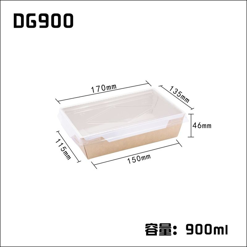 Conteneurs à emporter jetables de papier de métier avec la couverture en plastique transparente