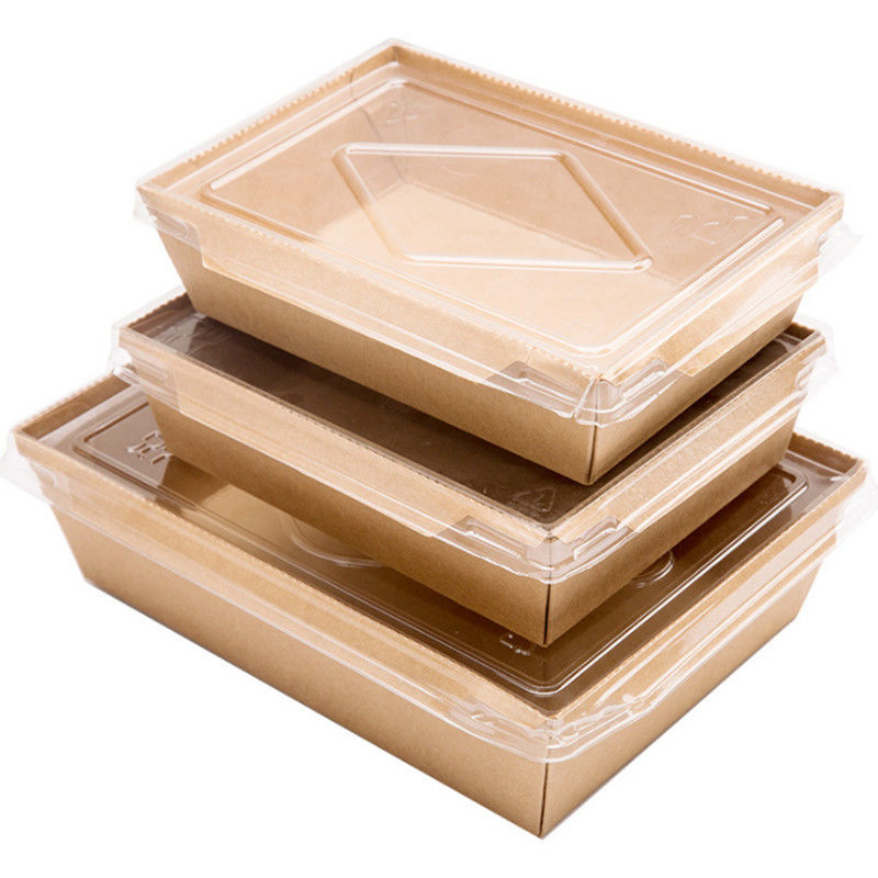 Le traiteur jetable de Papier d'emballage de salade de repas enferme dans une boîte 900ml avec des couvercles d'animal familier