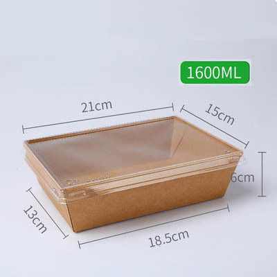 Conteneur de nourriture jetable rectangulaire de papier d'emballage de couvercle d'ANIMAL FAMILIER de salade avec le couvercle
