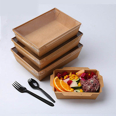 Conteneur de nourriture jetable rectangulaire de papier d'emballage de couvercle d'ANIMAL FAMILIER de salade avec le couvercle