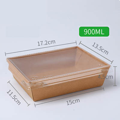 Conteneur de nourriture jetable rectangulaire de papier d'emballage de couvercle d'ANIMAL FAMILIER de salade avec le couvercle