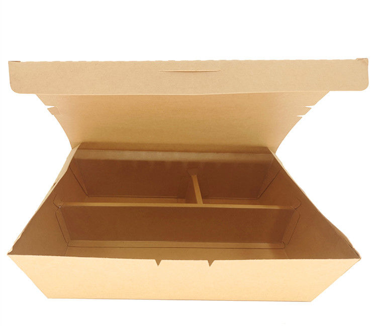 Conteneurs à emporter biodégradables de papier d'emballage jetables avec le compartiment