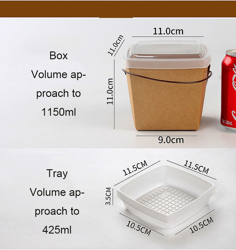 Réutilisez le papier d'emballage emportent la boîte d'emballage de nouille de déjeuner avec Tray And Handle