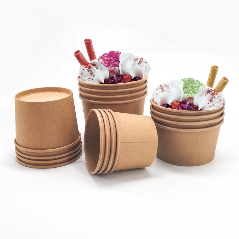 Tasse faite sur commande de dessert de crème glacée de papier d'imprimerie avec le couvercle