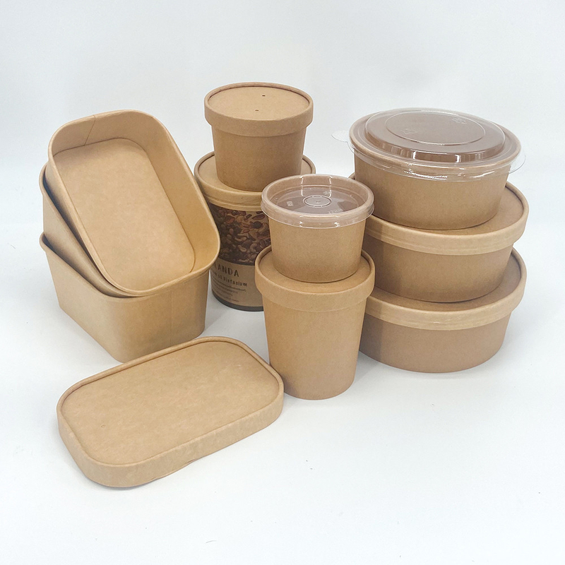 Boîte à bento de restaurant de qualité alimentaire adaptée aux besoins du client par papier enduit jetable de boîte à lunch